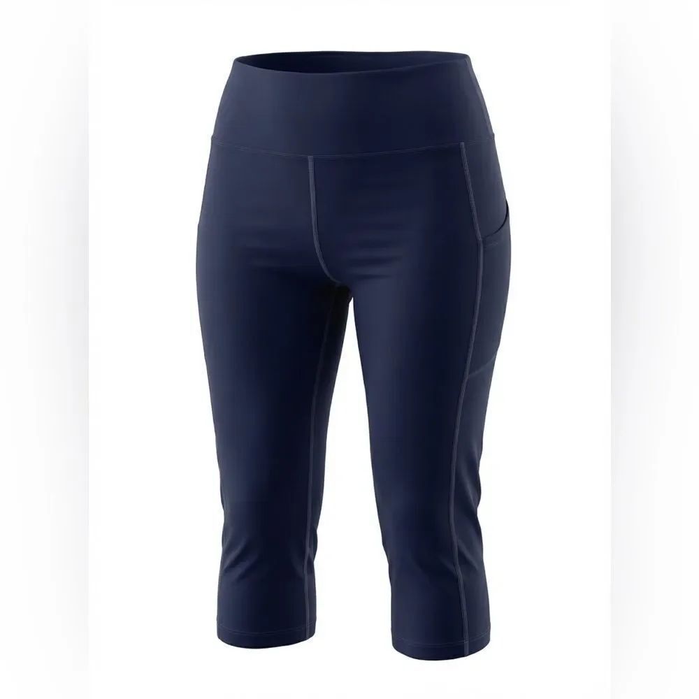 ATHLETA WOMENS YOGA CAPRI BLUE SIZE XL